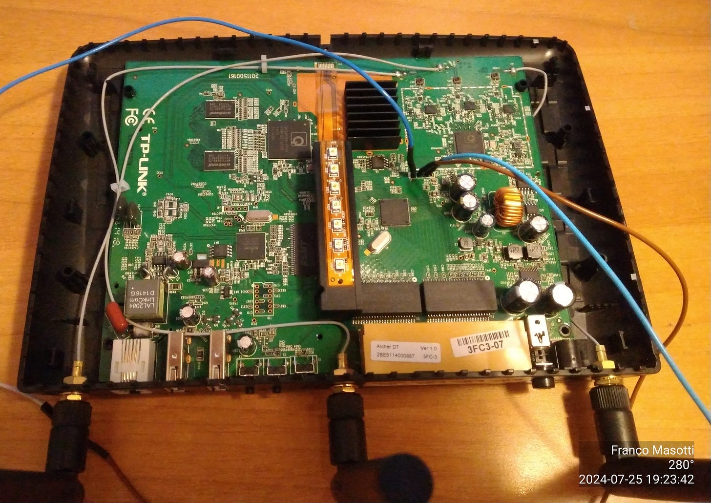 TP-Link Archer D7 with jumper wires