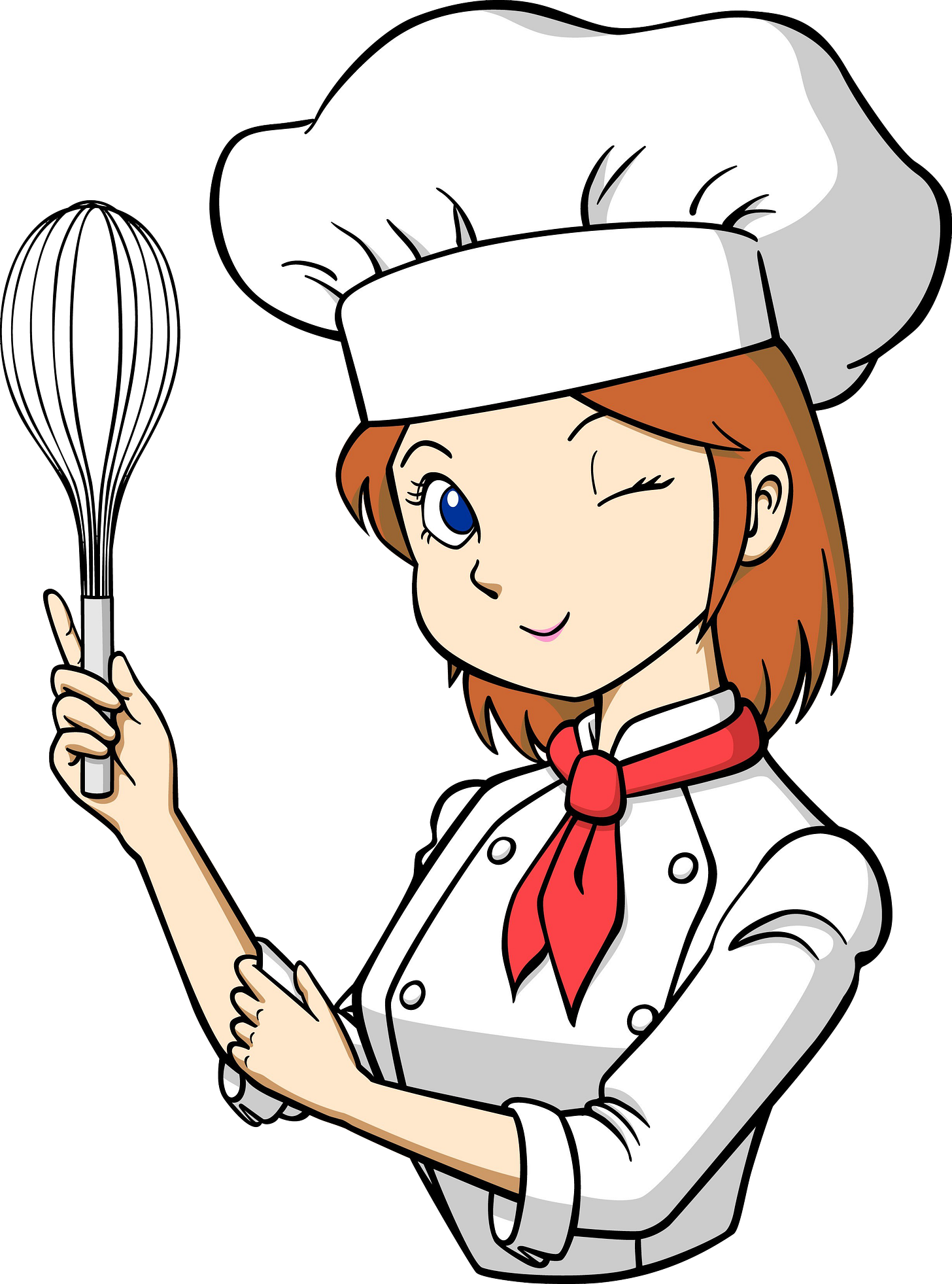 Cartoon image of a female chef giving a knowing wink