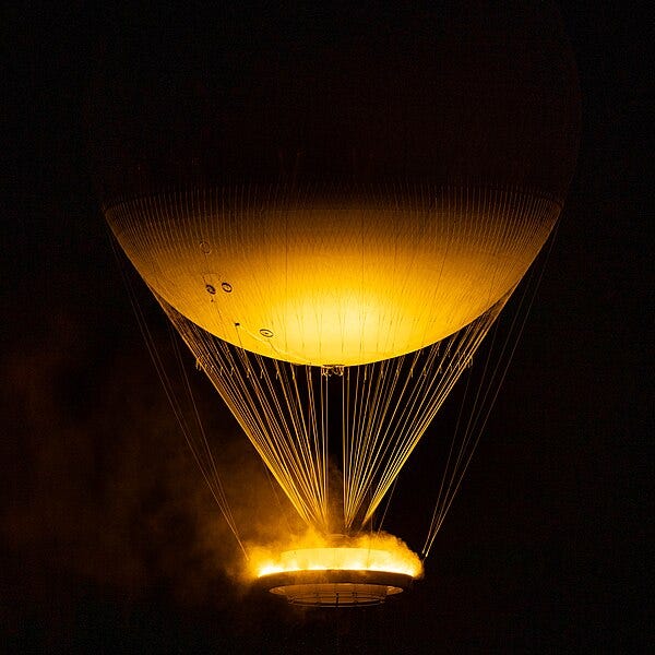 A hot air balloon in the dark

Description automatically generated