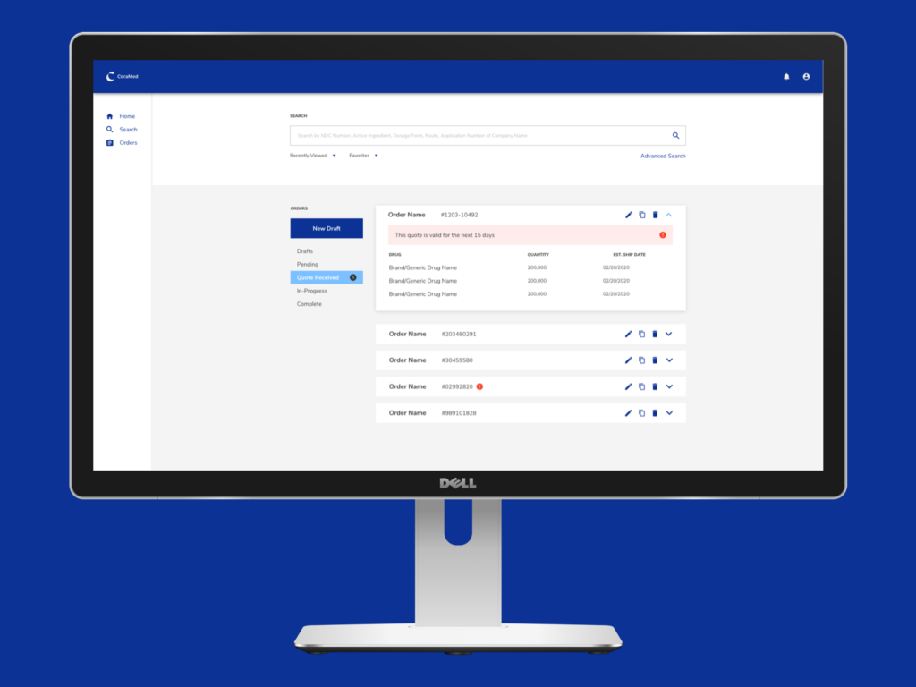 one of my favorite projects was the work done with coramed to create a comparator sourcing interface.
