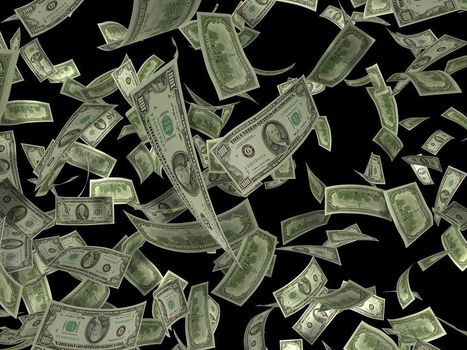 Dollar, Flying, Concept, Business, Money, Cash