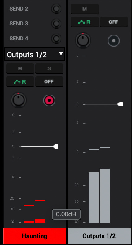 DAW input meter showing healthy signal peaking around -10 dBFS