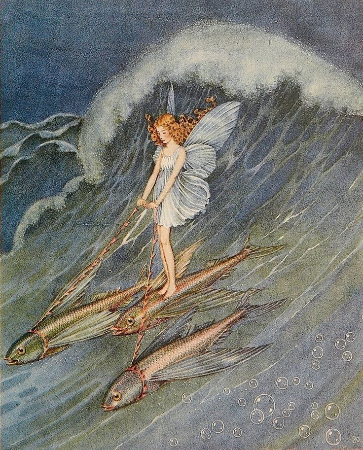 The Fairy World Ida Rentoul Outhwaite Fairy Flying Fish Ocean Sea Nymph  Witch Vintage Fairy Painting Illustration Print Digital Download - Etsy