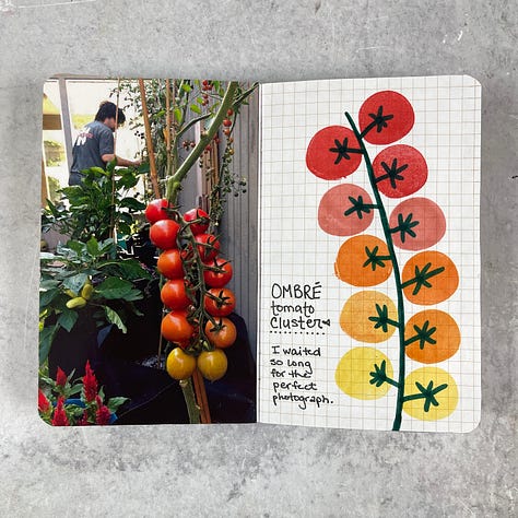 creative art journal pages in a small notebook