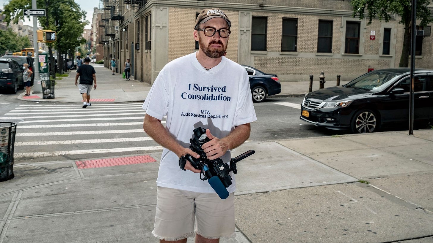 John Wilson filming the final season of his HBO docuseries How to With John Wilson.