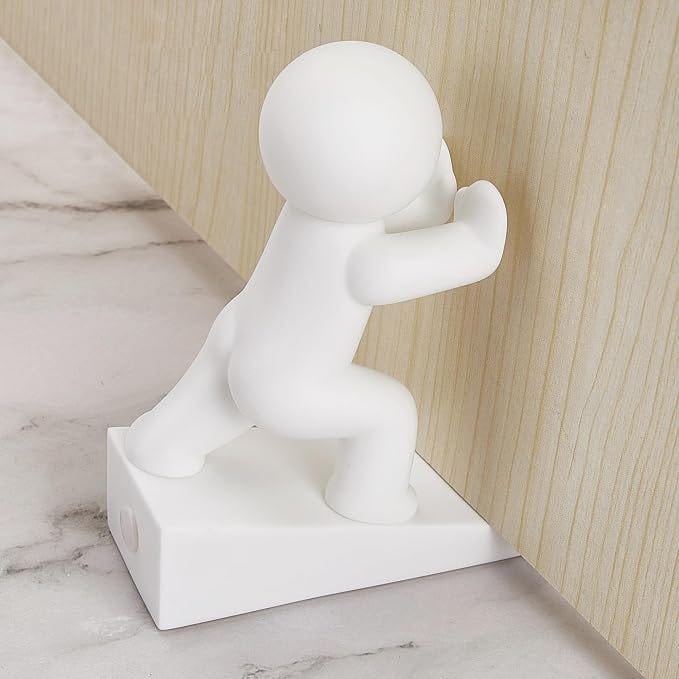 Cute Door Stopper Wedge, Non-Slip Door Stops for Bottom of Door, Keep Doors Open for Kids Pets, White 1 Pack