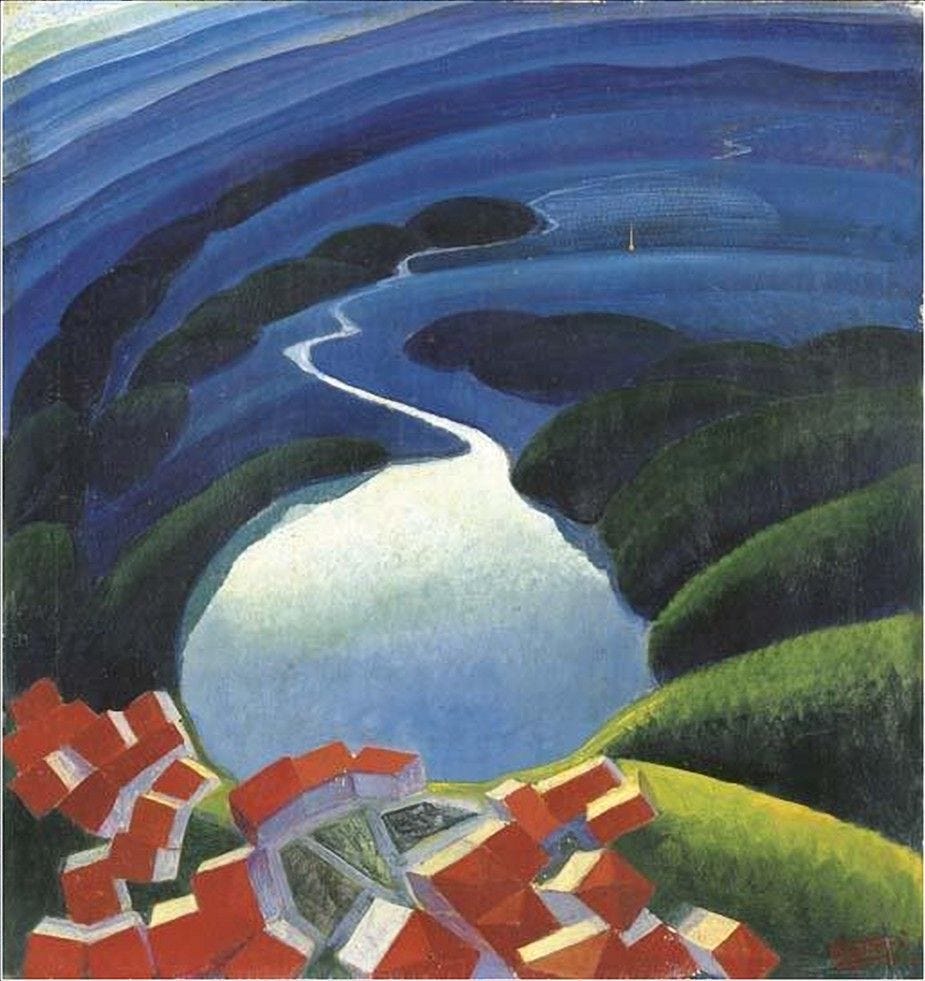 Gerardo Dottori (1888-1977) Sui Laghi 1930 (60,5 x 57 cm)