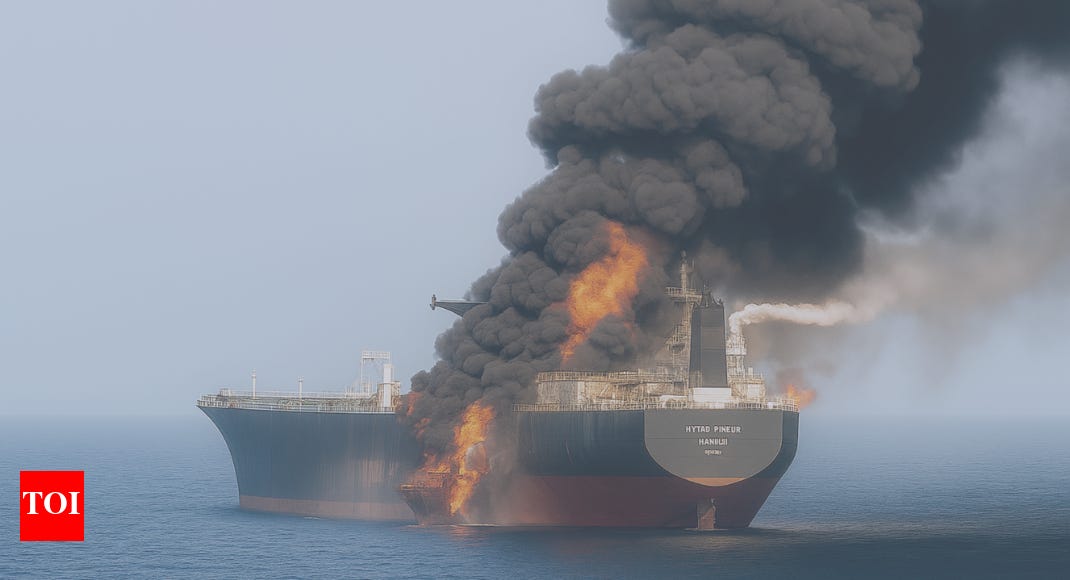 Ship collision and fire Off UAE coast caused by navigational error, officials say | World News - Times of India Ship collision and fire Off UAE coast caused by navigational error, officials say | World News - Times of India