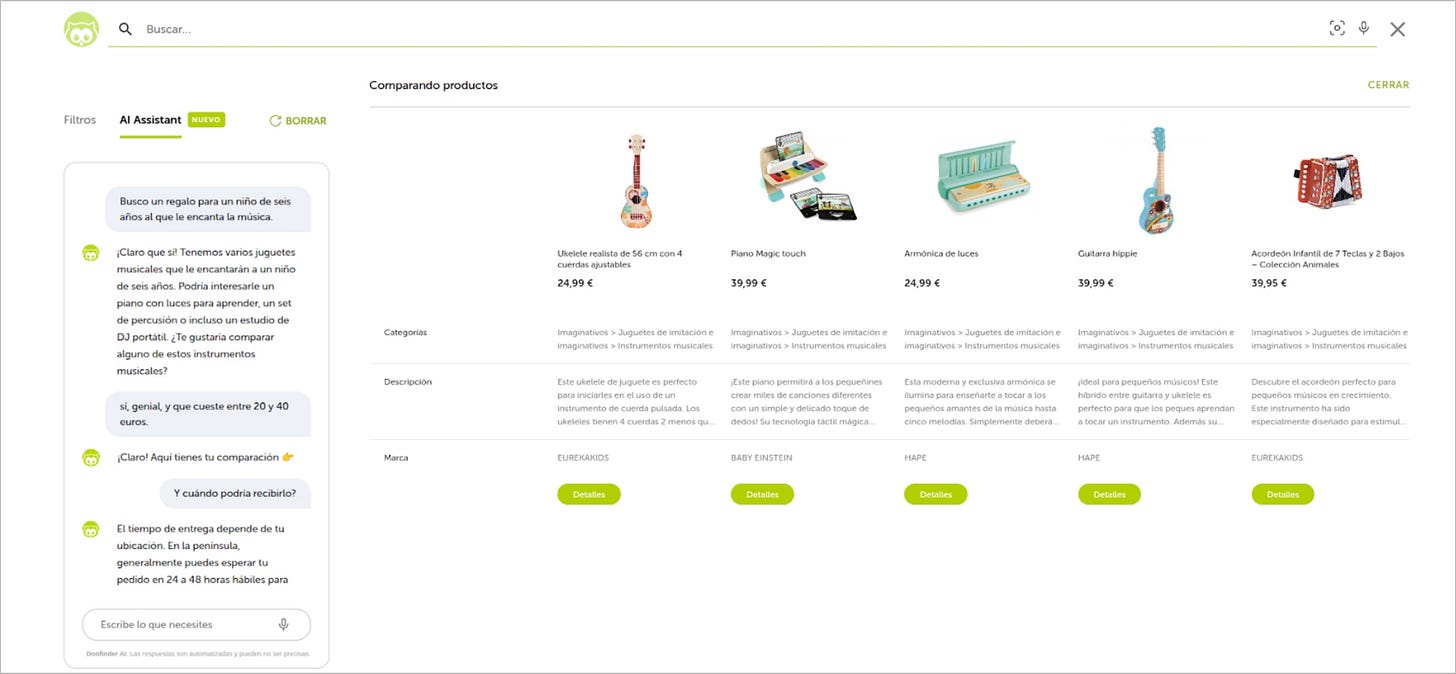 IA assistant de Doofinder en acción