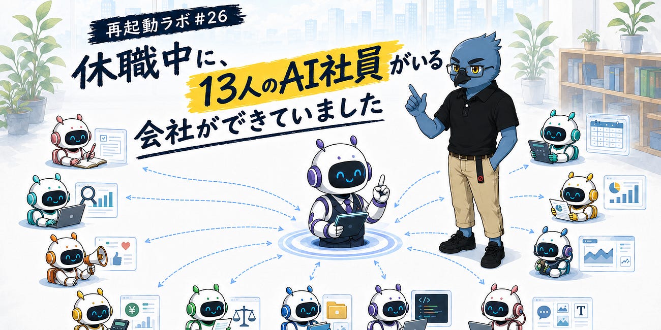 休職中に、13人のAI社員がいる会社ができていました