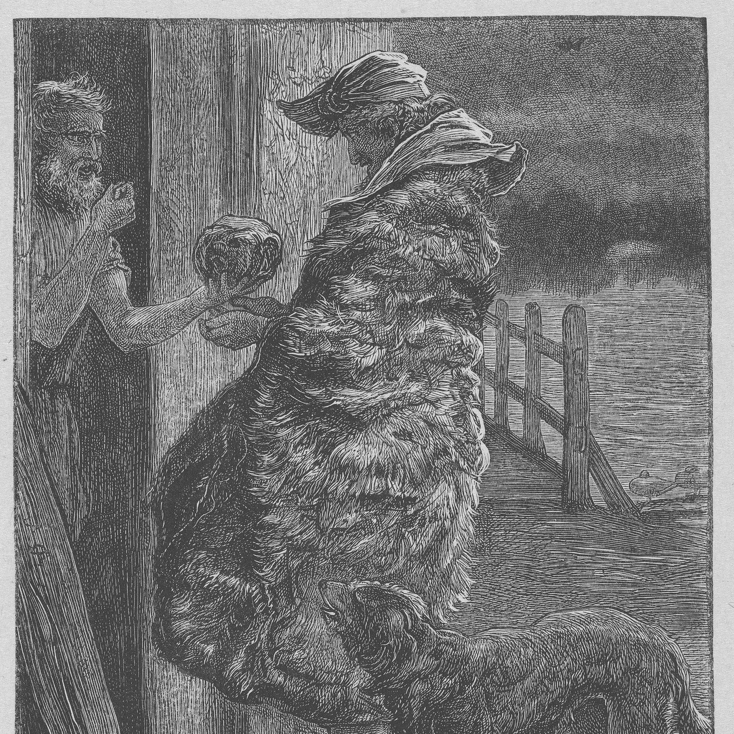 The Importunate Friend (Luke 11). Dalziel Brothers after John Everett Millais, The Parables of Our Lord, 1864. The Met, public domain.