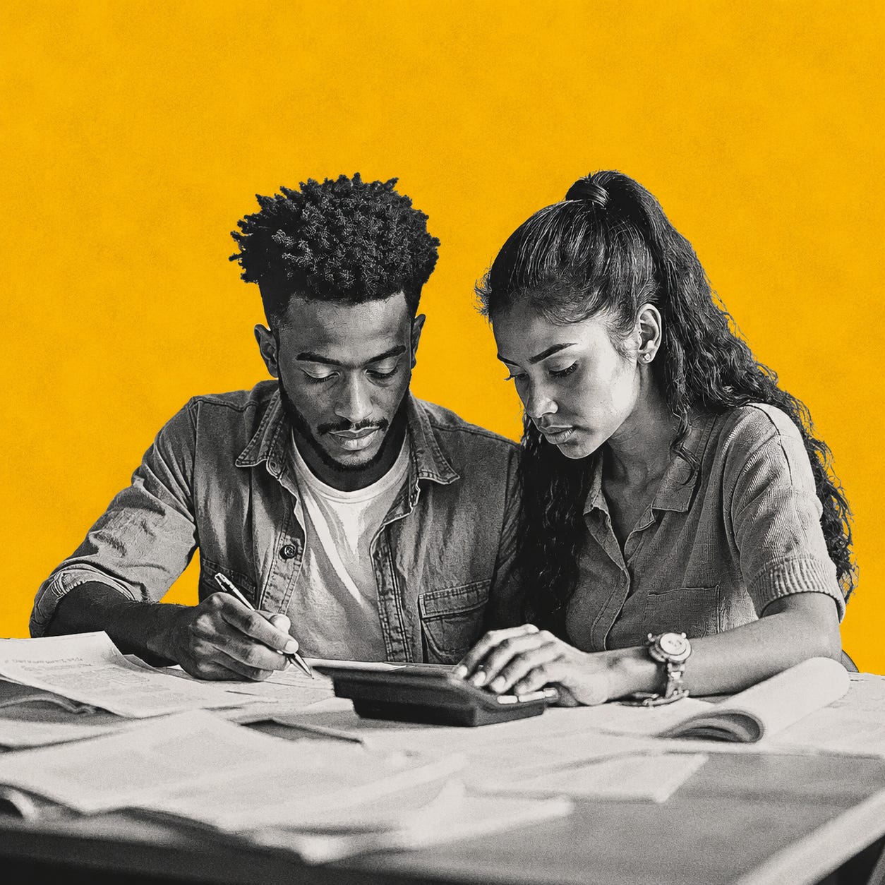 Illustration: A young couple reviews their finances and future plans, reflecting the opportunities and challenges facing the next generation of homeowners, investors and professionals in Jamaica. Illustration: A young couple reviews their finances and future plans, reflecting the opportunities and challenges facing the next generation of homeowners, investors and professionals in Jamaica.