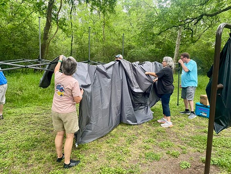 My photos of us taking down the tents.