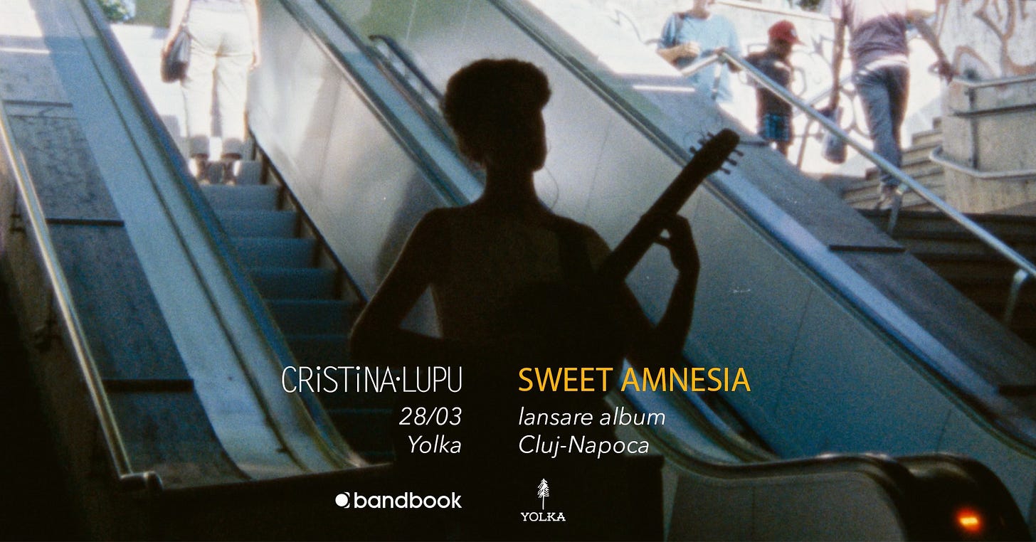 May be an image of 5 people and text that says "CRISTiNA-LUPU 28/03 Yolka SWEET AMNESIA lansare album Cluj-Napoca bandbook YOLKA"