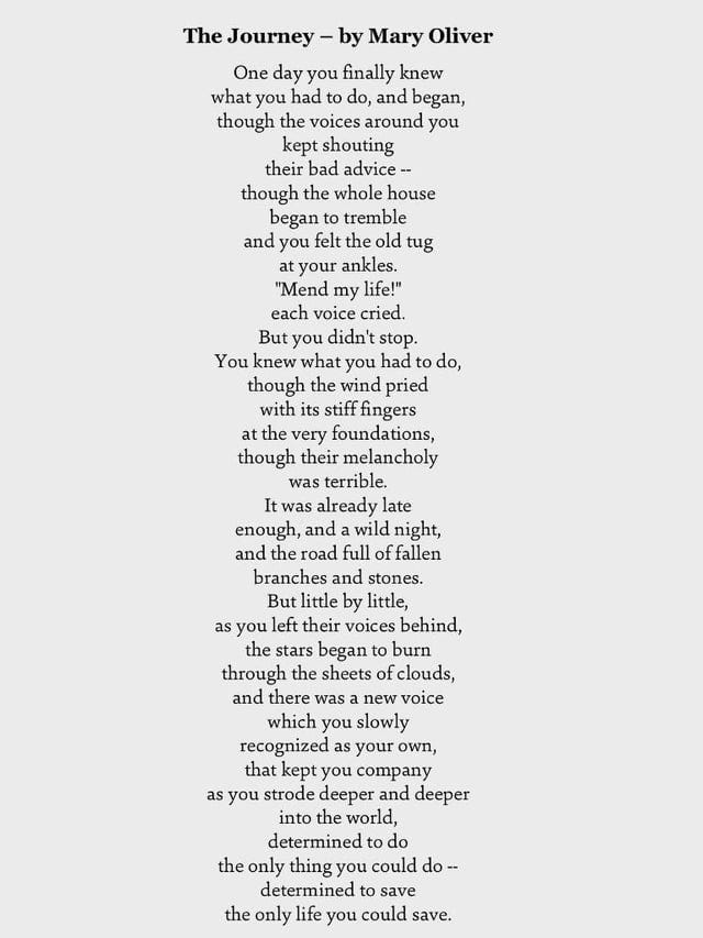 r/Poetry - [POEM] The Journey - Mary Oliver 