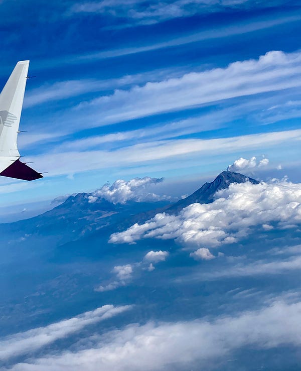 photo from plane of Popocatépetl volcano in Mexico