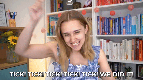Hannah excitedly saying, "Tick! Tick! Tick! Tick! Tick! We did it!"