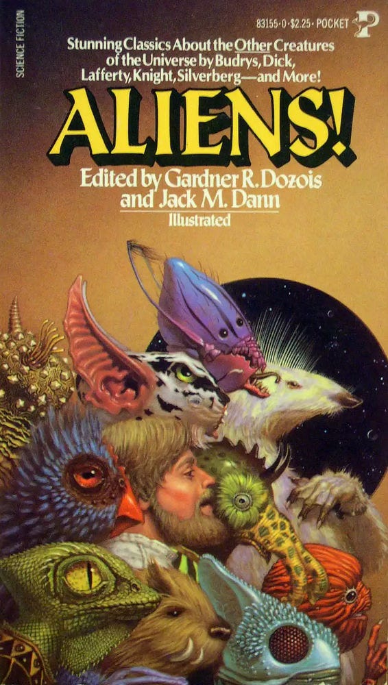 Book cover for ALIENS! edited by Gardner Dozois and Jack Dann, published by Pocket Books