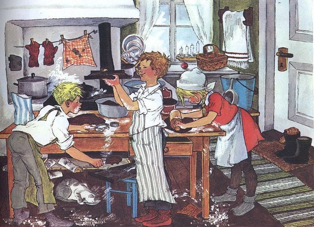 Baking cookies for Christmas from Christmas in Noisy Village (Jul i  Bullerbyn)