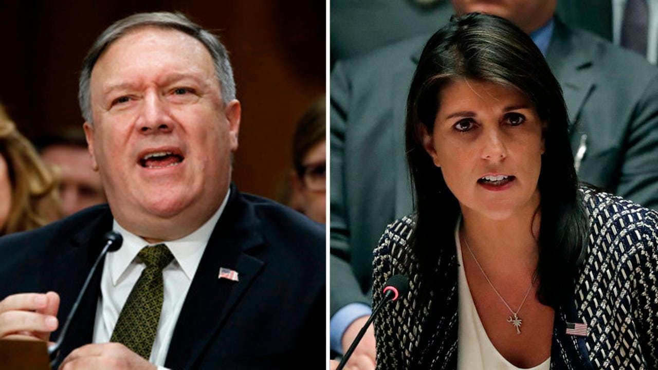 Mike Pompeo, Nikki Haley deliver statements to the press | Fox Business ...