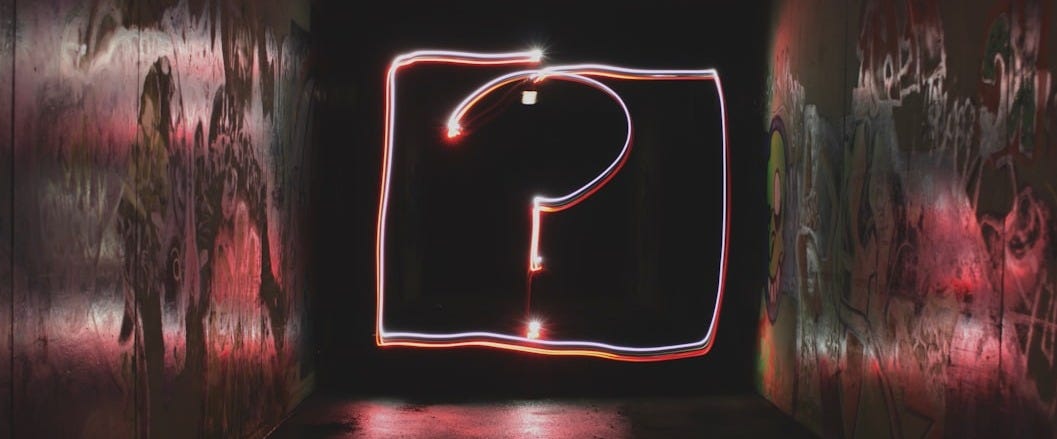 question mark neon signage question mark neon signage
