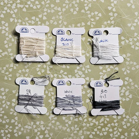 A large series of tweeded floss swatches, all used for things like hair, fur and denim.
