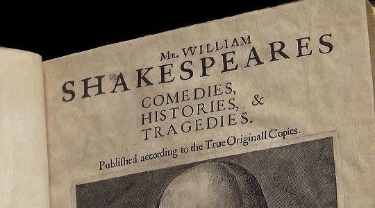 This may contain: an old book with shakespeare's written on it is open to show the front page