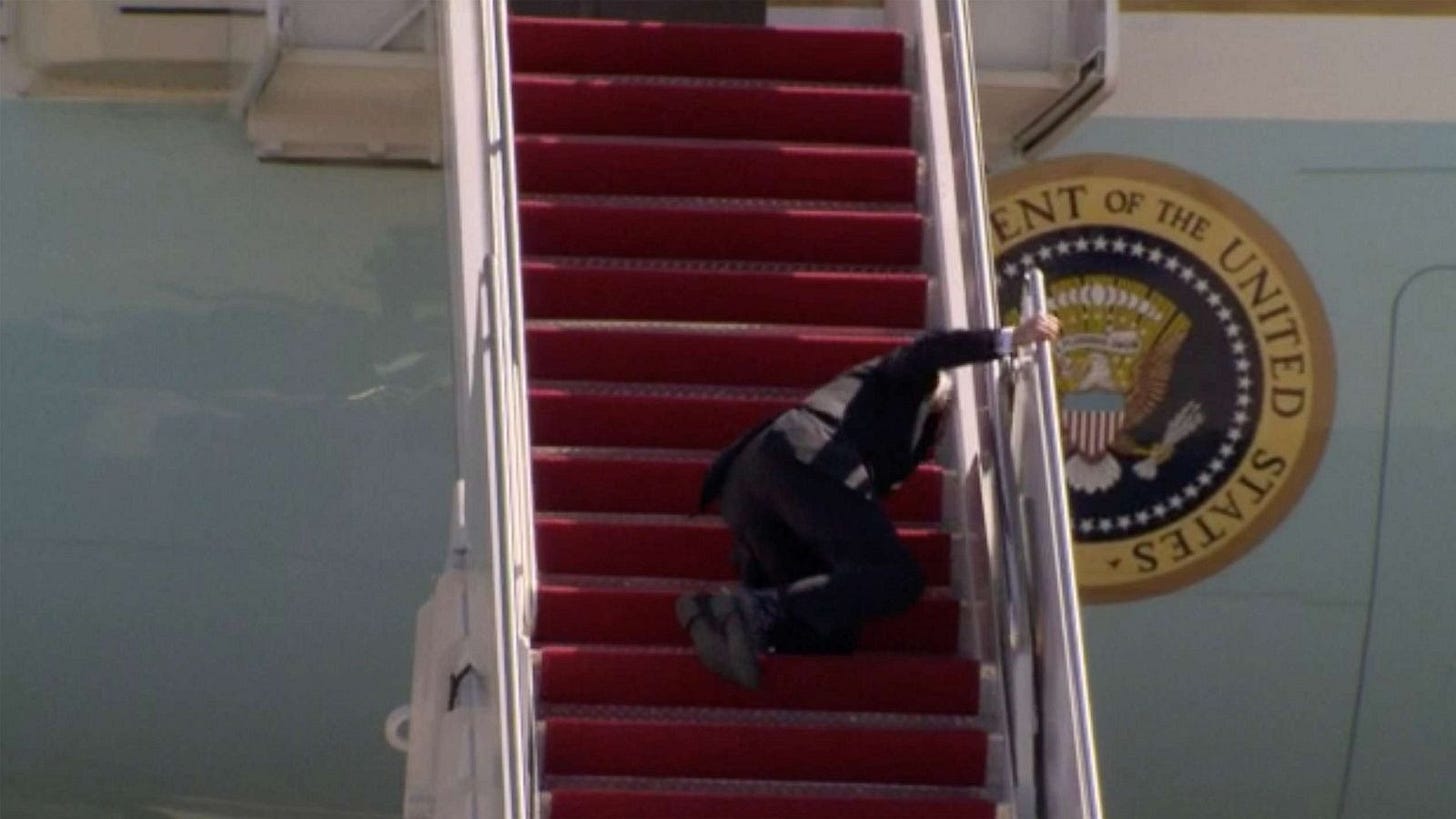 Biden 'just fine' after tripping 3 times jogging up steps to Air Force One - ABC News Biden 'just fine' after tripping 3 times jogging up steps to Air Force One - ABC News