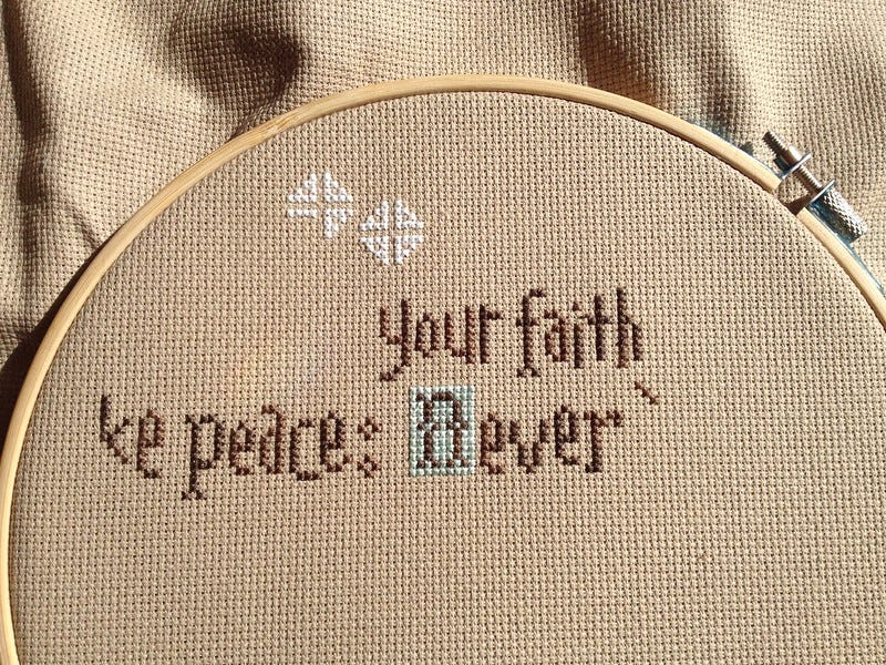 Cross stitch ABC of Faith in progress Cross stitch ABC of Faith in progress
