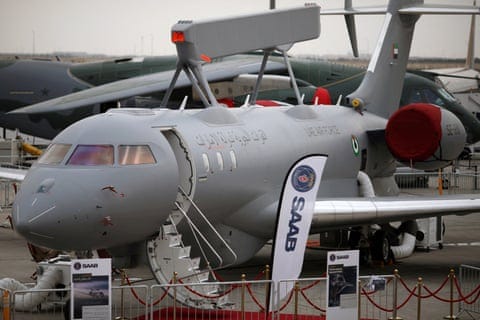 a parked grey aircraft