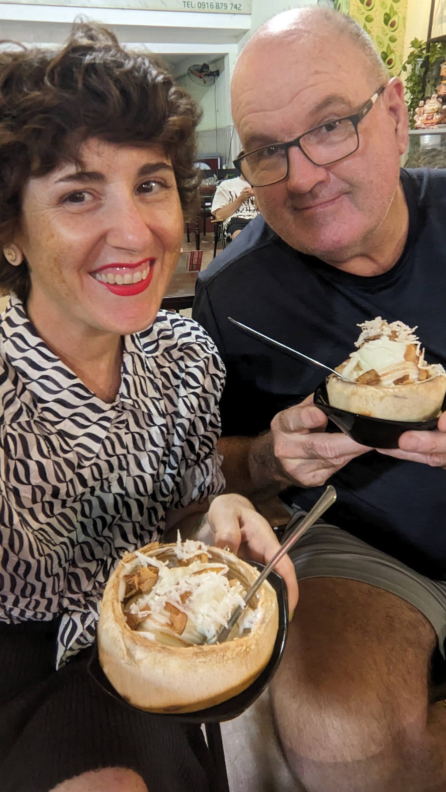 jess and mac eating coconut ice cream
