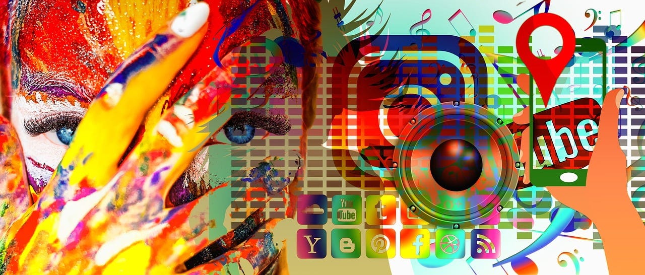 A montage of social media icons in bright colours A montage of social media icons in bright colours