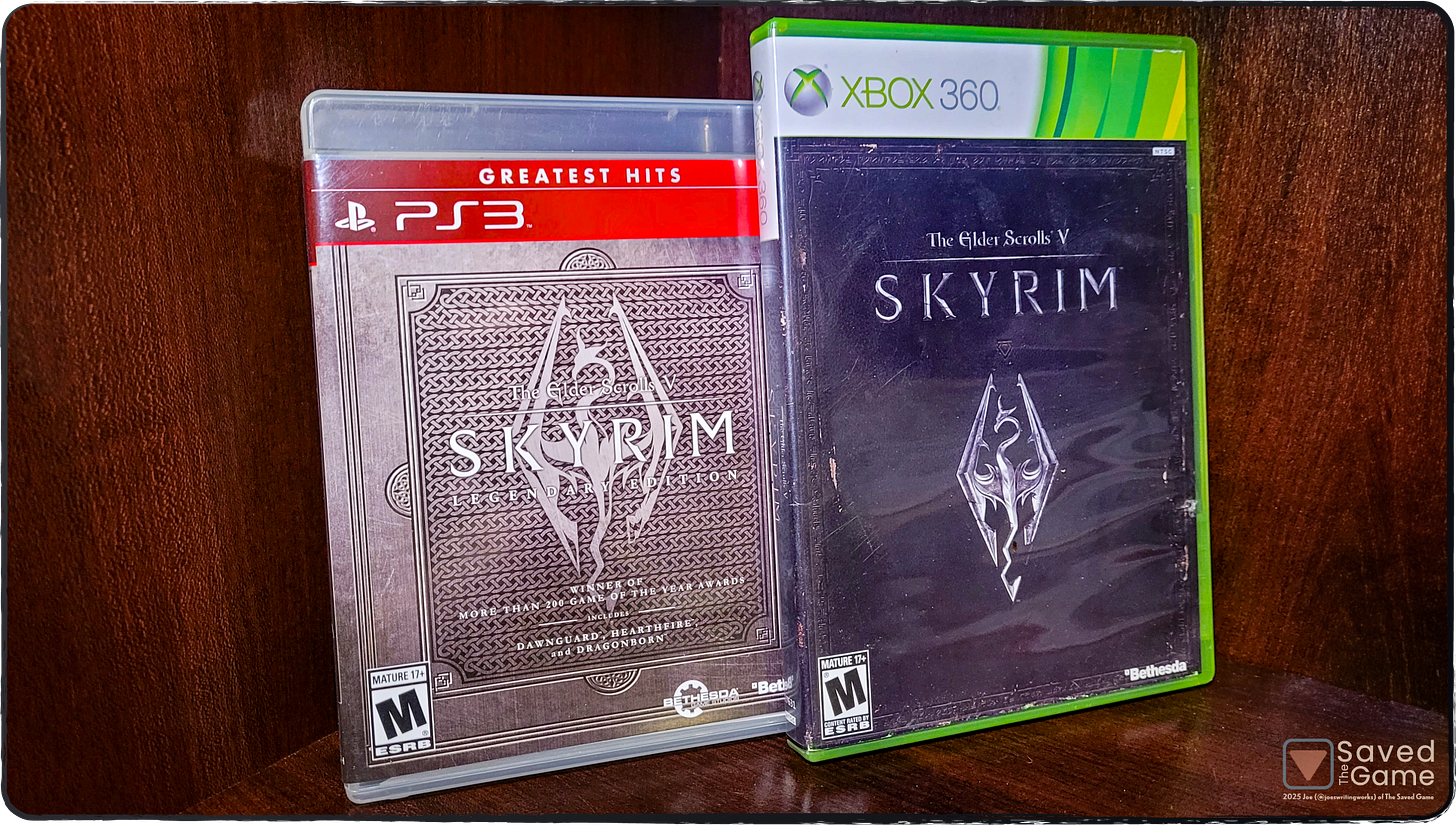 A photo showing copies of Skyrim on the PS3 and Xbox 360!