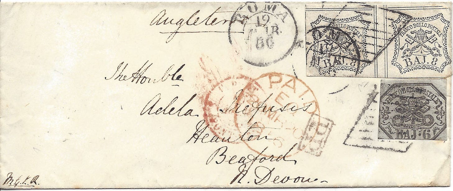 1856 letter from Rome to England