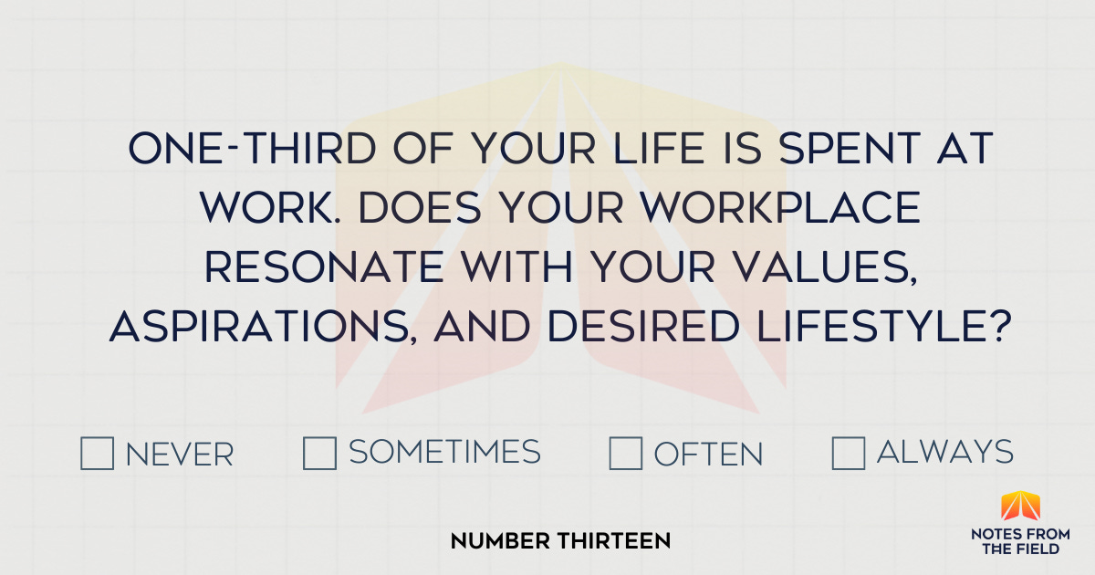 One-third of your life is spent at work. Does your workplace resonate with your values, aspirations, and desired lifestyle? One-third of your life is spent at work. Does your workplace resonate with your values, aspirations, and desired lifestyle?