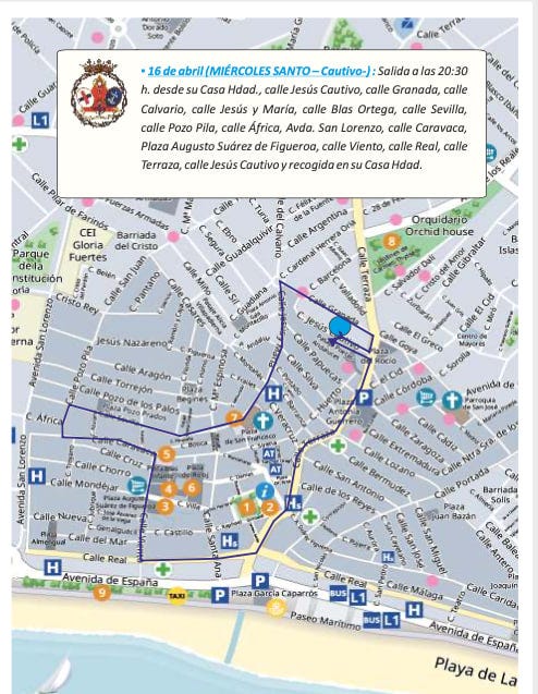 Map of the Procession Routes - Semana Santa Estepona 2025