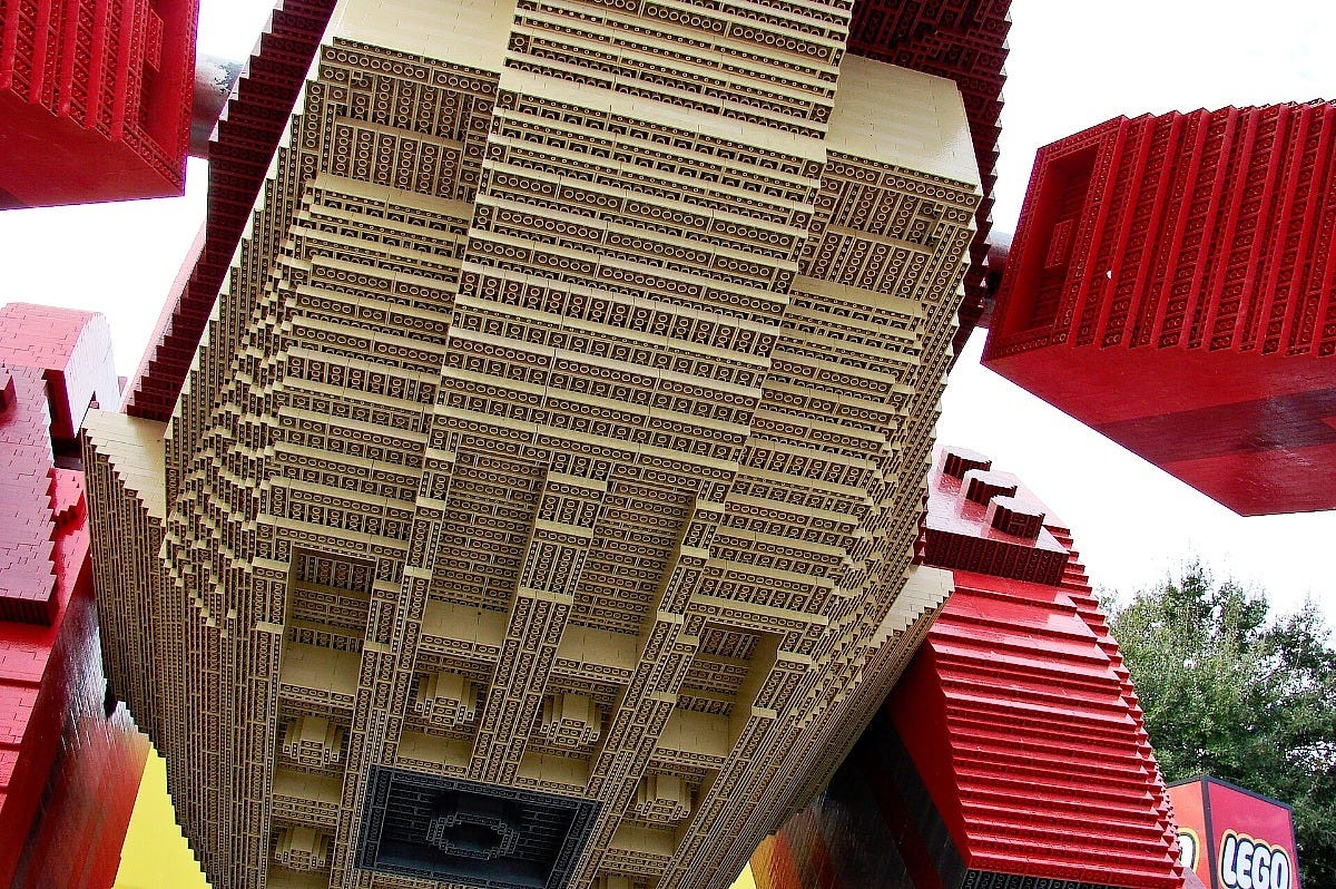 A LEGO sculpture outside the Disney Springs LEGO Store, back when the area was called Downtown Disney. Image: Loadmaster (David R. Tribble) via Wikimedia Commons A LEGO sculpture outside the Disney Springs LEGO Store, back when the area was called Downtown Disney. Image: Loadmaster (David R. Tribble) via Wikimedia Commons
