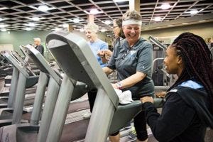 Woman exercising on a treadmill