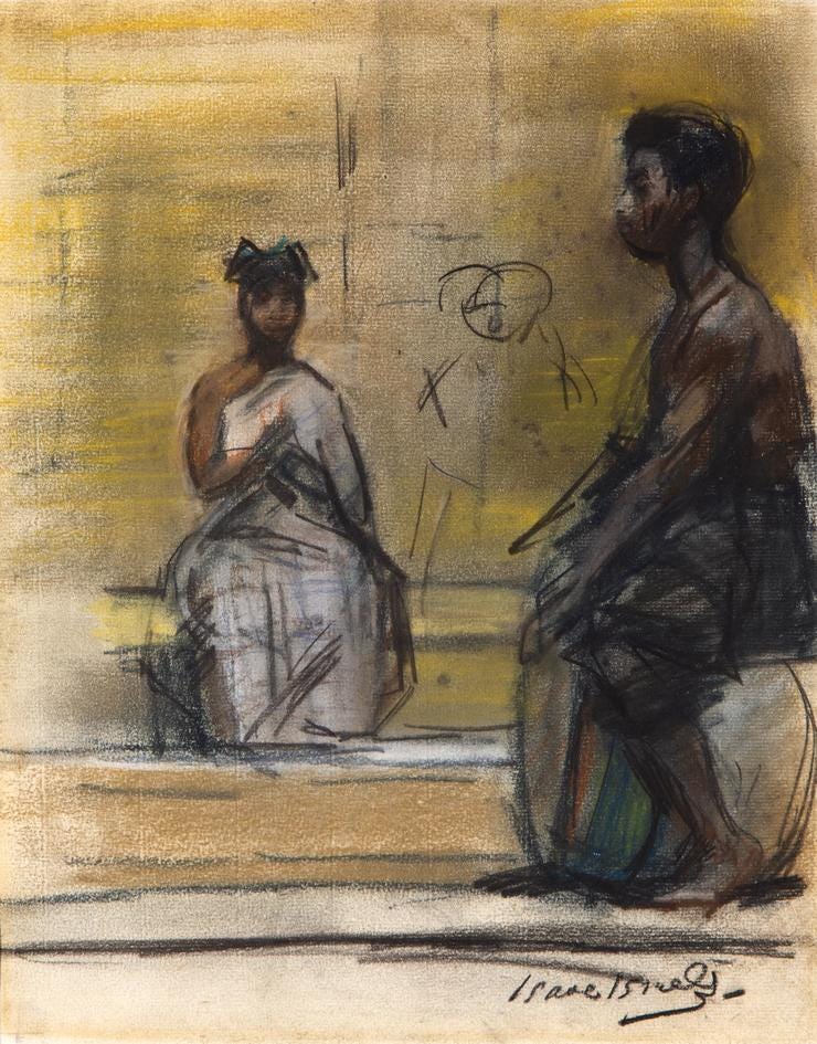 'Dancing and drumming Ashanti' ca. 1894 - pastel en houtskool op papier: Isaac Israels (herkomst: Venduehuis Den Haag, kavel 50) 'Dancing and drumming Ashanti' ca. 1894 - pastel en houtskool op papier: Isaac Israels (herkomst: Venduehuis Den Haag, kavel 50)