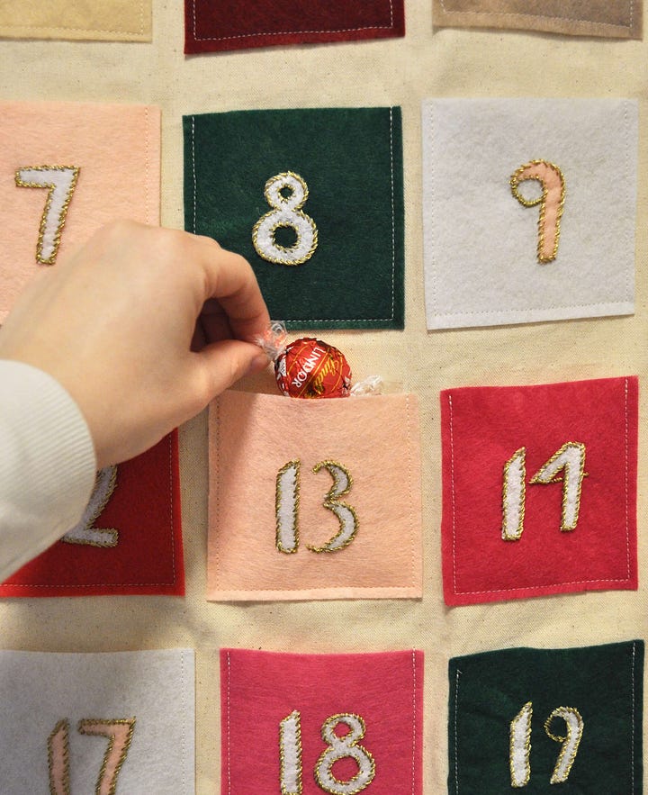 Felt embroidery advent calendar craft template