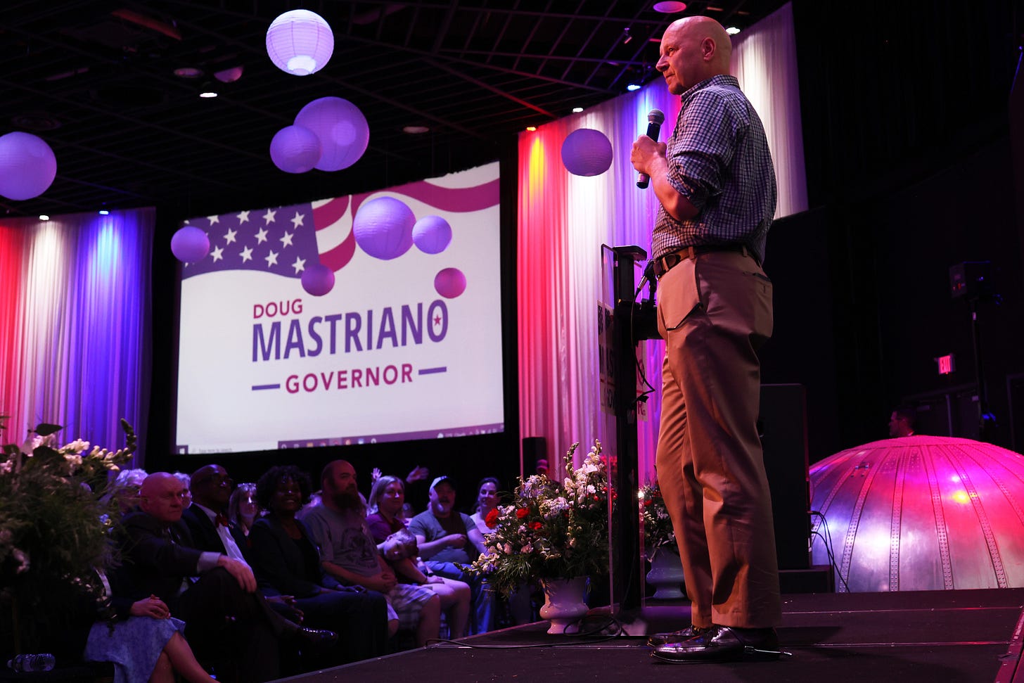 Pennsylvania Republican gubernatorial candidate Doug Mastriano speaks during a campaign rally at The Fuge on May 14, 2022 in Warminster, Pennsylvania. Pennsylvania Republican gubernatorial candidate Doug Mastriano speaks during a campaign rally at The Fuge on May 14, 2022 in Warminster, Pennsylvania.