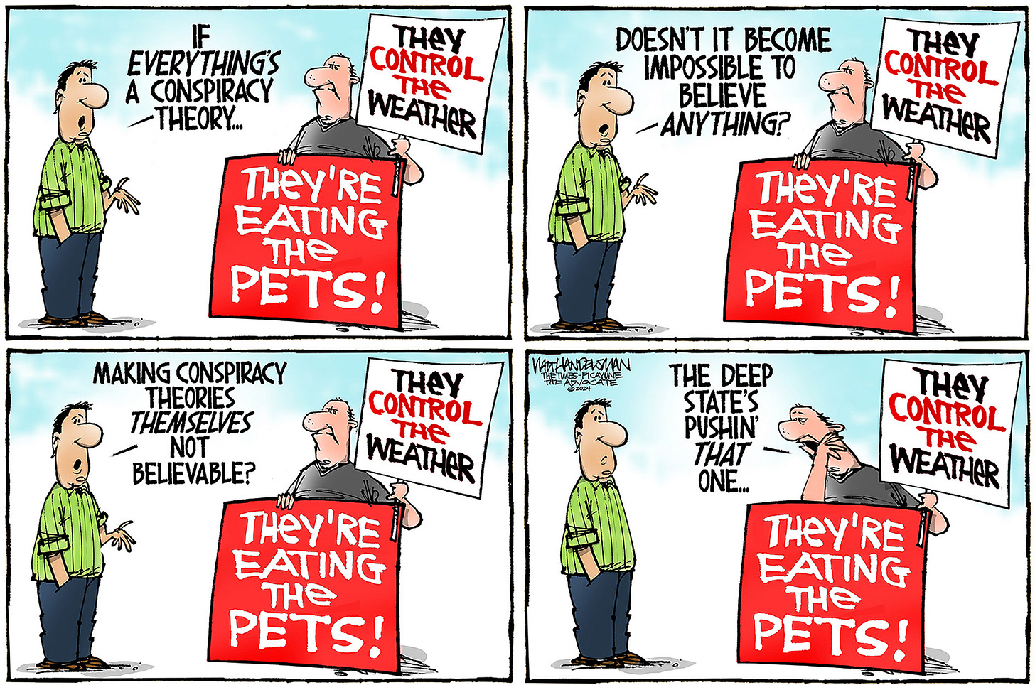 Editorial cartoon: Walt Handelsman on conspiracy theories Editorial cartoon: Walt Handelsman on conspiracy theories