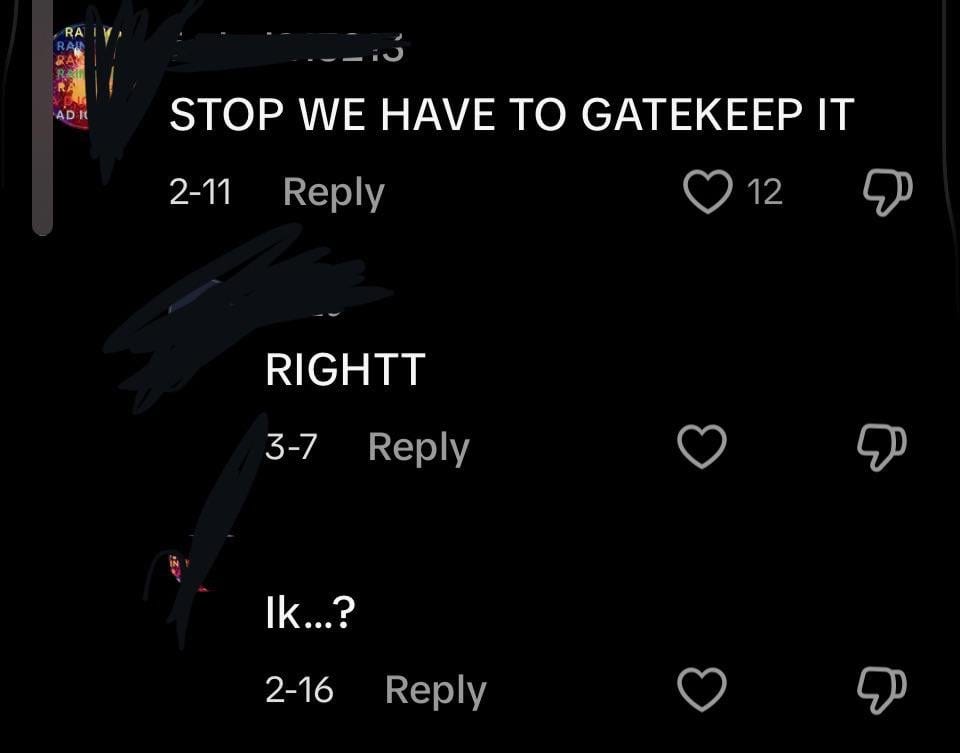 Why people in TikTok usually gatekeeping : r/arcticmonkeys Why people in TikTok usually gatekeeping : r/arcticmonkeys