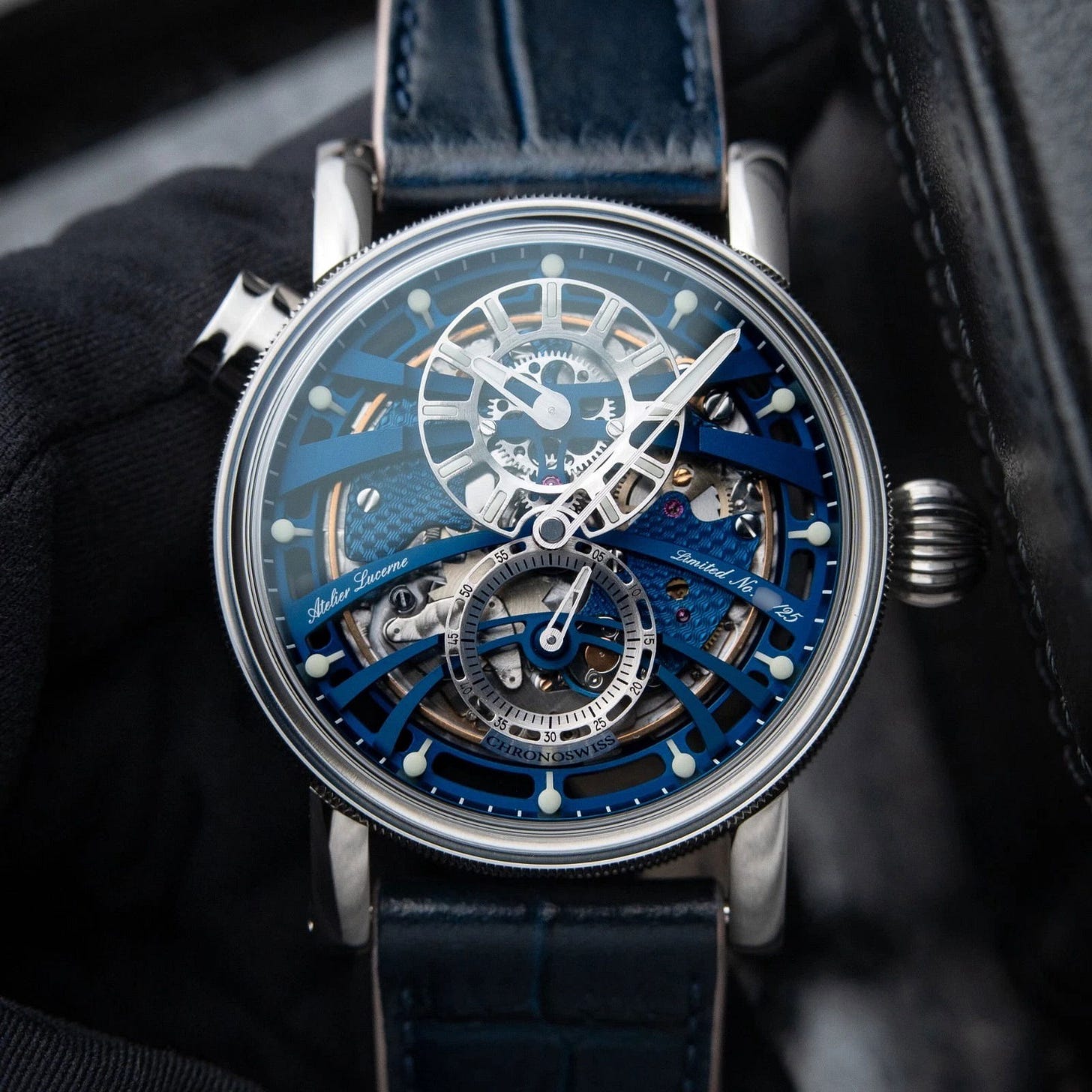 2025 Chronoswiss Q-Repeater Blue Note 42 Titanium / Skeletonized / Strap - Limited to 25 Pieces CH-1663T-BLSI Listing Image 1 2025 Chronoswiss Q-Repeater Blue Note 42 Titanium / Skeletonized / Strap - Limited to 25 Pieces CH-1663T-BLSI Listing Image 1