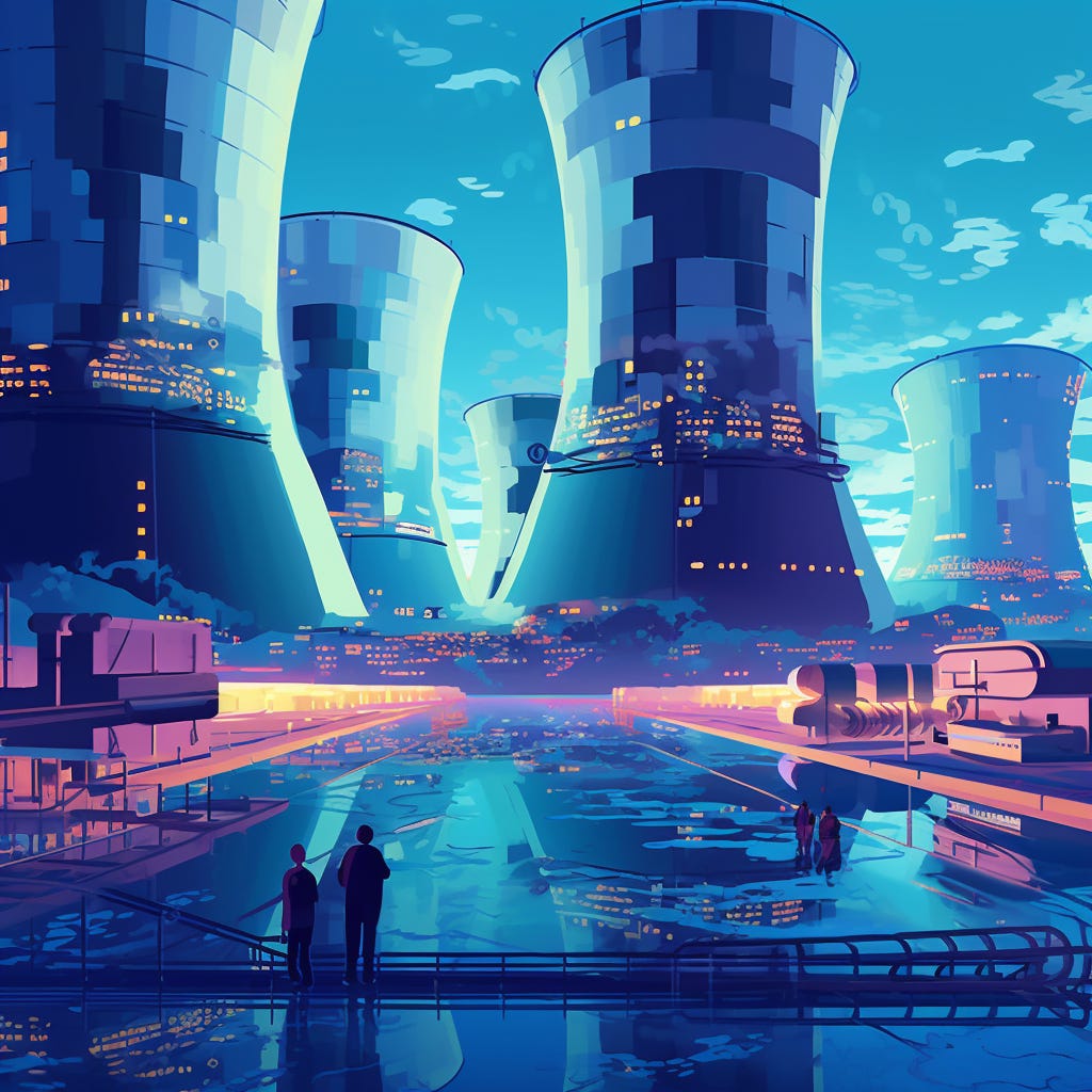 Abstract picture of future nuclear power plant cooling towers Abstract picture of future nuclear power plant cooling towers