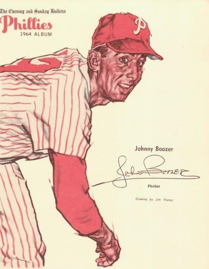 Illustration of Phillies Pitcher John Boozer in 1964..