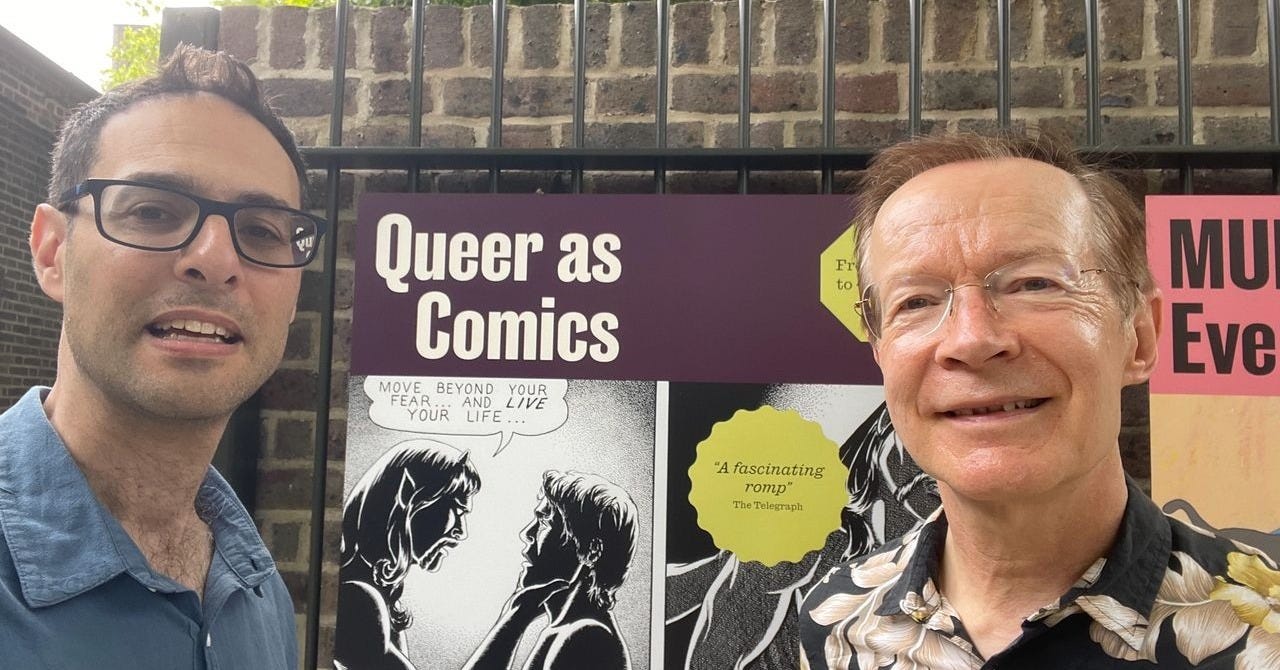 Jonathan Sandler with Paul Gravett at the Quentin Blake Centre for Illustration, June 2026.