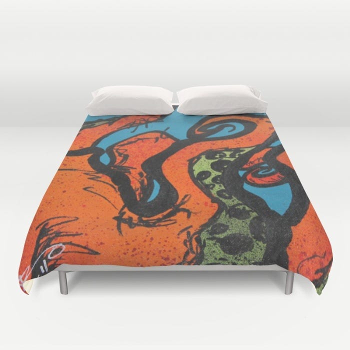 orange-kraken-duvet-covers