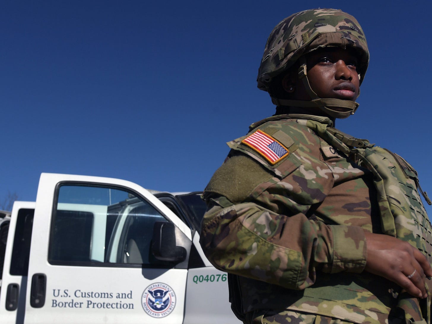 Troops given authority to make immigration arrests would patrol the Texas-Mexico border accompanied by a federal agent. Troops given authority to make immigration arrests would patrol the Texas-Mexico border accompanied by a federal agent.