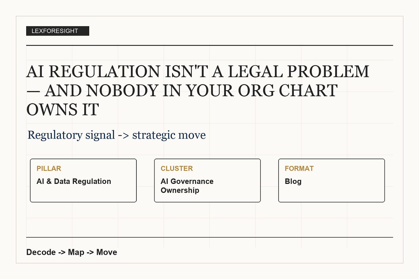 AI Regulation Isn't a Legal Problem — And Nobody in Your Org Chart Owns It infographic AI Regulation Isn't a Legal Problem — And Nobody in Your Org Chart Owns It infographic